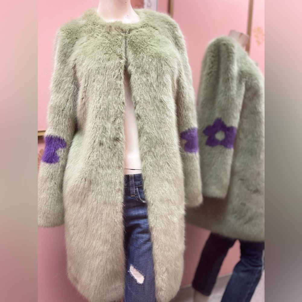 SHRIMPS
Tie-Dye Print Faux Fur Coat